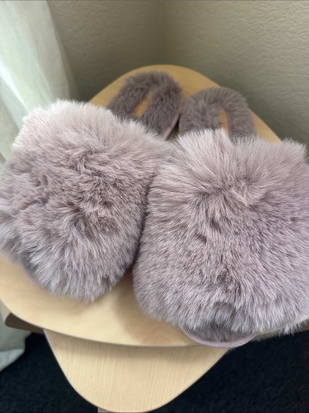 Rachel Zoe Dusty Pink Faux Fur Slide Slippers